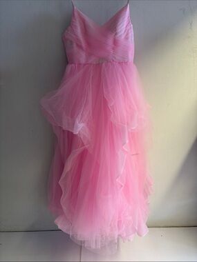 Kids Pink Tulle Party Dress with Spaghetti Straps